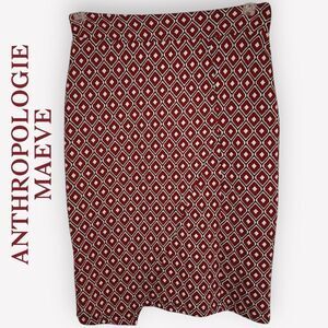 ANTHROPOLOGIE MAEVE Wiles Faux Wrap Geometric Jacquard Pencil Skirt EUC XSmall